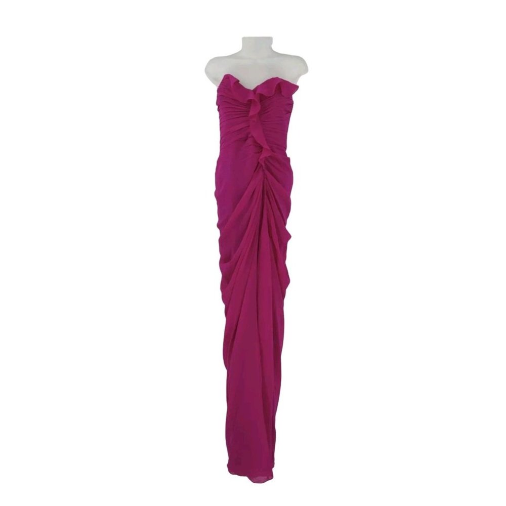 NWT Badgley Mischka Women's Ruffle Stretch Strapless Maxi Dress Size 6